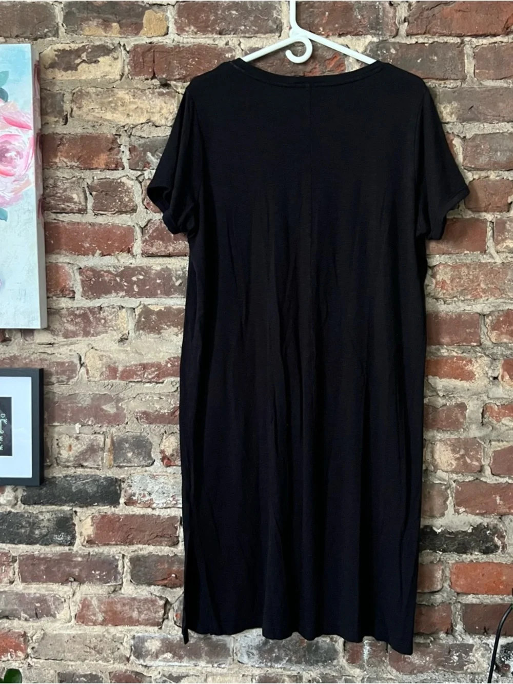 Jessica Simpson Black Short-Sleeve Midi Scoop Neck Dress - Picture 5 of 6